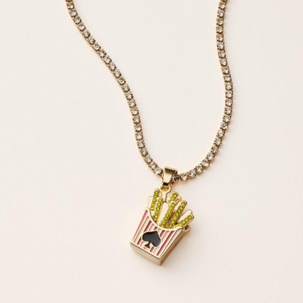 Kate Spade x Target French Fry Charm on Gold Tennis Necklace Limited Edition NWT